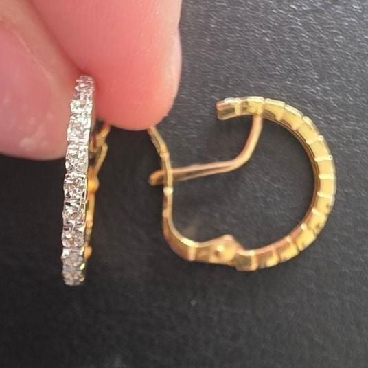 Ohr Creolen 750er Gold Zirkonia — Guter Zustand (VG) Ohrringe