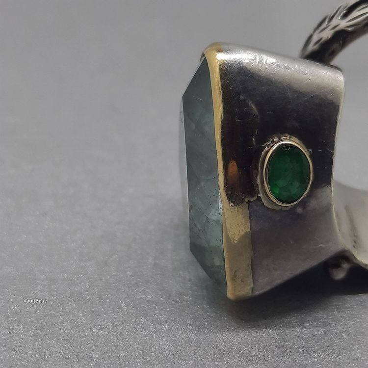 Edler Ring mit bezauberndem Aquamarin Edelstein Gold Silber — rings