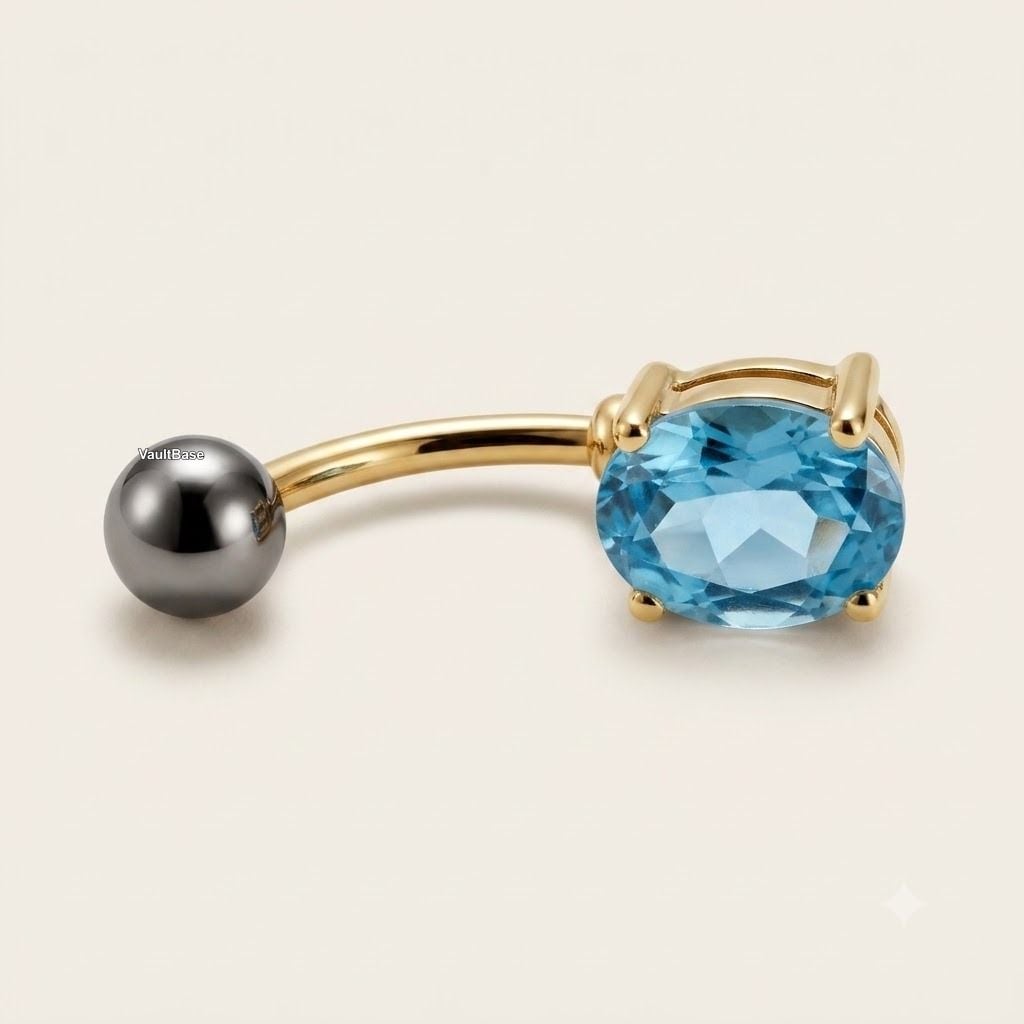 Gold-Bauchnabelpiercing mit Topas Edelstein — other